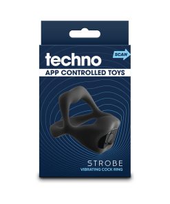 Techno Strobe App-Controlled Vibrating Cock Ring Black
