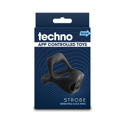 Techno Strobe App-Controlled Vibrating Cock Ring Black