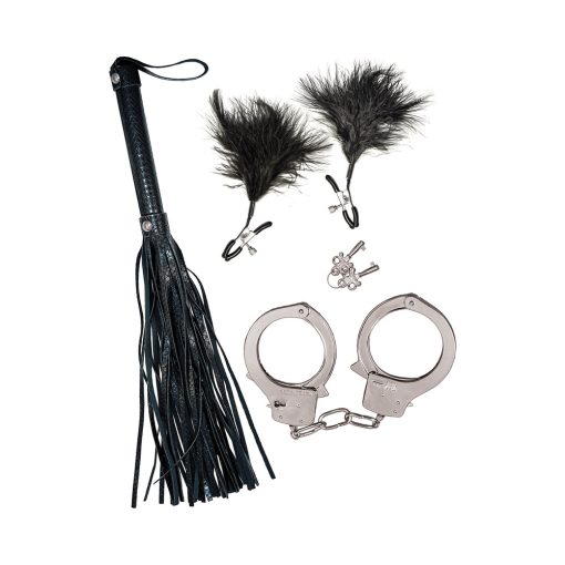 Bondage By Nasstoys Whip, Feather And Cuffs Black - Image 3