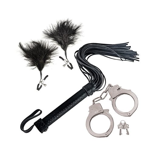 Bondage By Nasstoys Whip, Feather And Cuffs Black - Image 4