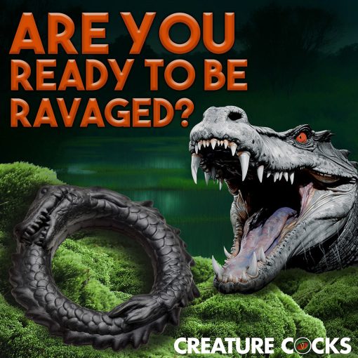 Creature Cocks Black Caiman Silicone Cock Ring - Image 11