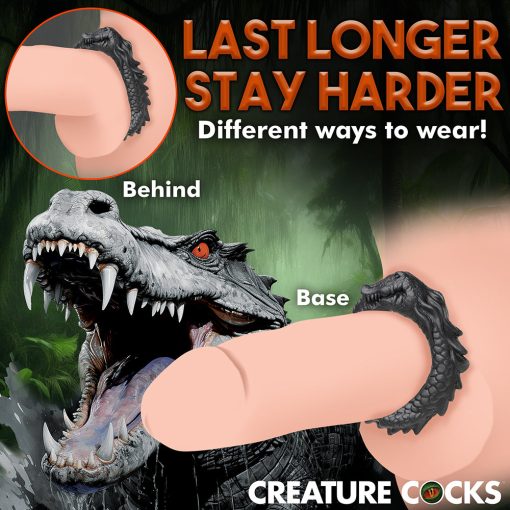 Creature Cocks Black Caiman Silicone Cock Ring - Image 14