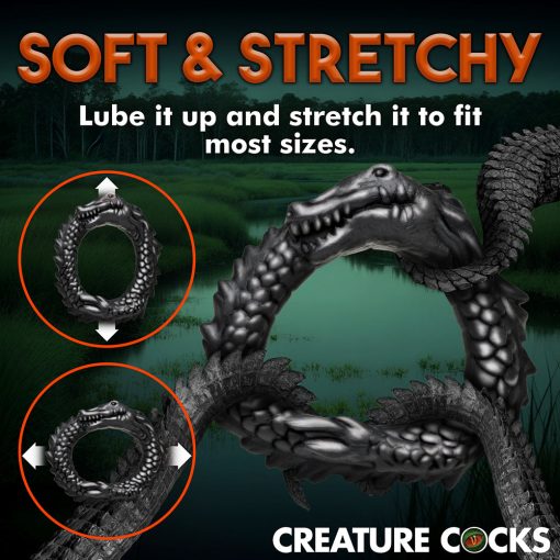 Creature Cocks Black Caiman Silicone Cock Ring - Image 15