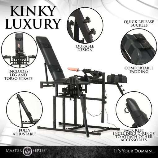 Master Series Leg Spreader Obedience Chair With Sex Machine - Image 13