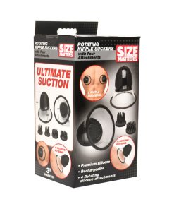 Size Matters 10X Rotating Silicone Nipple Suckers With 4 Attachments Black
