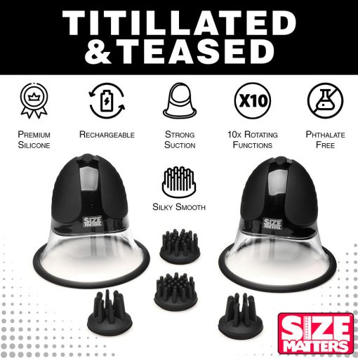 Size Matters 10X Rotating Silicone Nipple Suckers With 4 Attachments Black - Image 12