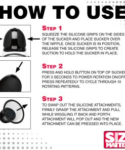 Size Matters 10X Rotating Silicone Nipple Suckers With 4 Attachments Black