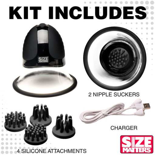 Size Matters 10X Rotating Silicone Nipple Suckers With 4 Attachments Black - Image 15