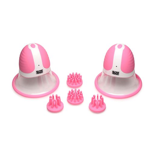 Size Matters 10X Rotating Silicone Nipple Suckers With 4 Attachments Pink - Image 2