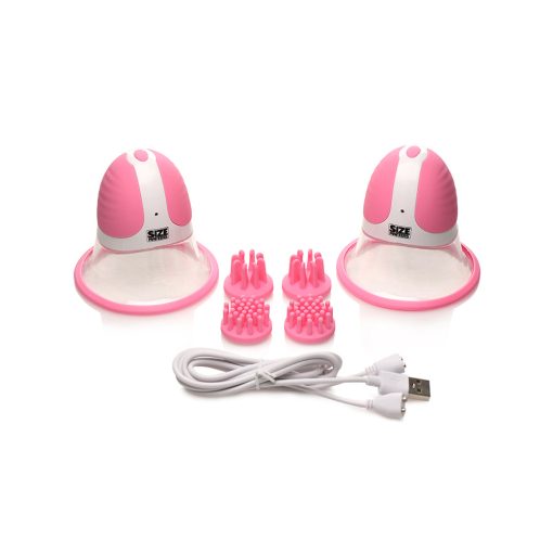 Size Matters 10X Rotating Silicone Nipple Suckers With 4 Attachments Pink - Image 7