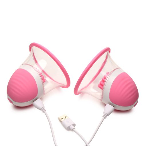 Size Matters 10X Rotating Silicone Nipple Suckers With 4 Attachments Pink - Image 8
