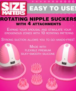 Size Matters 10X Rotating Silicone Nipple Suckers With 4 Attachments Pink