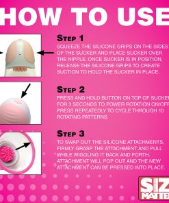 Size Matters 10X Rotating Silicone Nipple Suckers With 4 Attachments Pink
