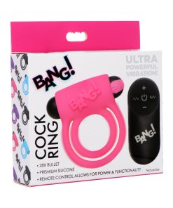 Bang! Silicone Cock Ring & Bullet With Remote Control Pink