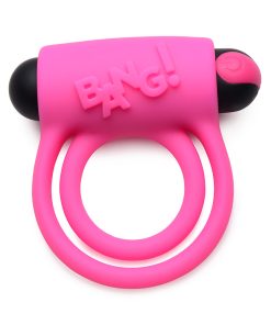 Bang! Silicone Cock Ring & Bullet With Remote Control Pink