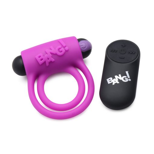 Bang! Silicone Cock Ring & Bullet With Remote Control Purple - Image 2