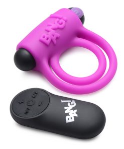 Bang! Silicone Cock Ring & Bullet With Remote Control Purple