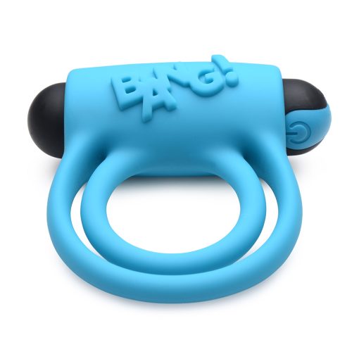 Bang! Silicone Cock Ring & Bullet With Remote Control Blue - Image 4