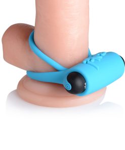 Bang! Silicone Cock Ring & Bullet With Remote Control Blue
