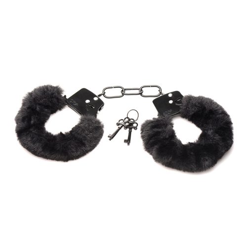 Master Series Cuffed In Fur Furry Handcuffs Black - Image 2