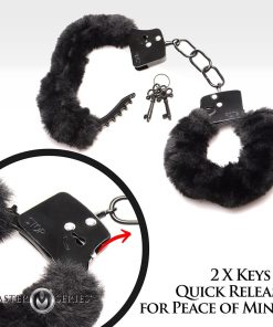 Master Series Cuffed In Fur Furry Handcuffs Black
