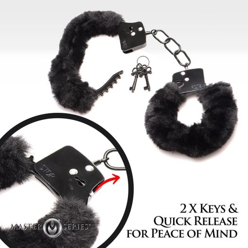 Master Series Cuffed In Fur Furry Handcuffs Black - Image 7
