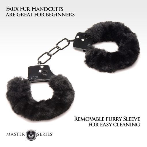 Master Series Cuffed In Fur Furry Handcuffs Black - Image 8