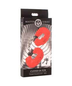 Master Series Cuffed In Fur Furry Handcuffs Red