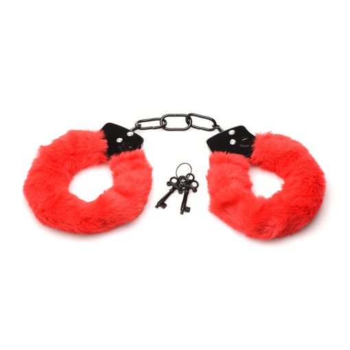 Master Series Cuffed In Fur Furry Handcuffs Red - Image 2