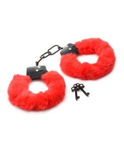 Master Series Cuffed In Fur Furry Handcuffs Red