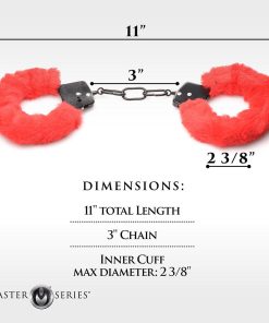 Master Series Cuffed In Fur Furry Handcuffs Red