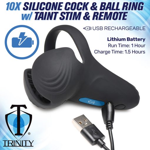 Trinity Men 10X Silicone Cock & Ball Ring With Taint Stim And Remote Control - Image 15