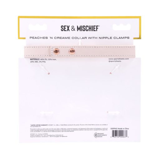 Sportsheets Sex & Mischief Peaches 'N Creame Collar With Nipple Clamps - Image 8