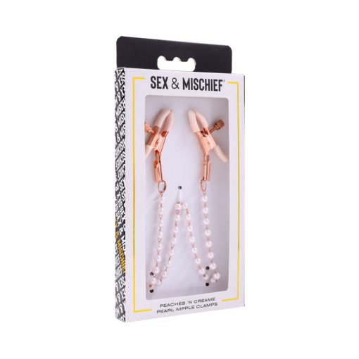Sportsheets Sex & Mischief Peaches 'N Creame Pearl Nipple Clamps