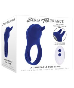 Zero Tolerance Adjustable Fun Ring Rechargeable Vibrating C-Ring With Remote Silicone Blue