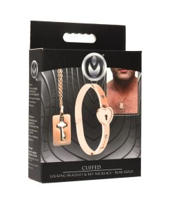 Master Series Cuffed Locking Bracelet & Key Necklace Rose Gold