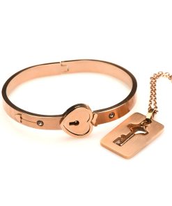 Master Series Cuffed Locking Bracelet & Key Necklace Rose Gold