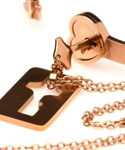 Master Series Cuffed Locking Bracelet & Key Necklace Rose Gold