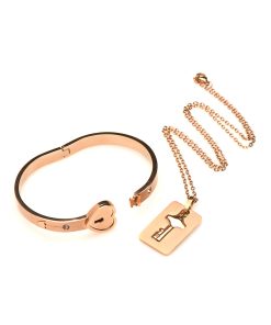 Master Series Cuffed Locking Bracelet & Key Necklace Rose Gold