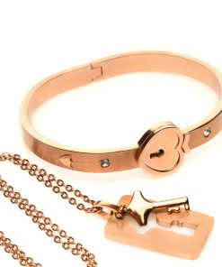 Master Series Cuffed Locking Bracelet & Key Necklace Rose Gold