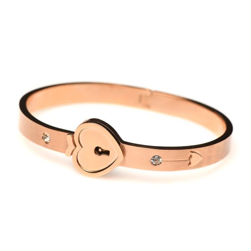 Master Series Cuffed Locking Bracelet & Key Necklace Rose Gold - Image 8