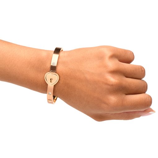 Master Series Cuffed Locking Bracelet & Key Necklace Rose Gold - Image 9