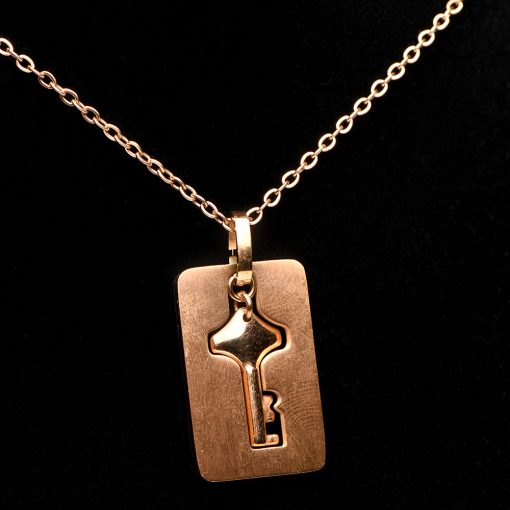 Master Series Cuffed Locking Bracelet & Key Necklace Rose Gold - Image 11