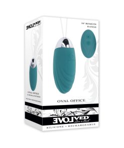 Evolved Oval Office Rechargeable Vibrating Egg With Remote Silicone Teal