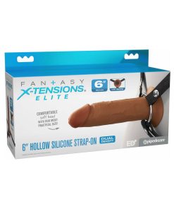 Fantasy X-Tensions Elite Hollow Silicone Strap-On 6 In. Brown