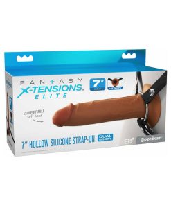 Fantasy X-Tensions Elite Hollow Silicone Strap-On 7 In. Brown