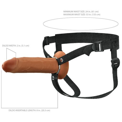 Fantasy X-Tensions Elite Hollow Silicone Strap-On 8 In. Brown - Image 8