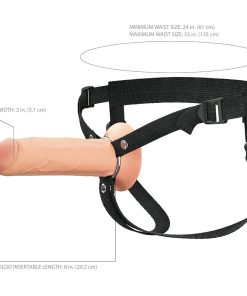 Fantasy X-Tensions Elite Hollow Silicone Strap-On 8 In. Light