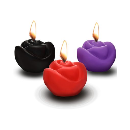 Master Series Fire Garden 3-Piece Rose Candle Set Black/Purple/Red - Image 2