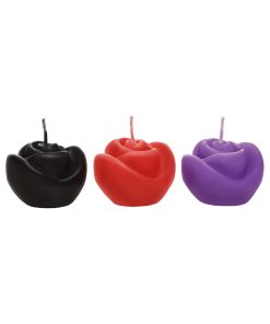 Master Series Fire Garden 3-Piece Rose Candle Set Black/Purple/Red